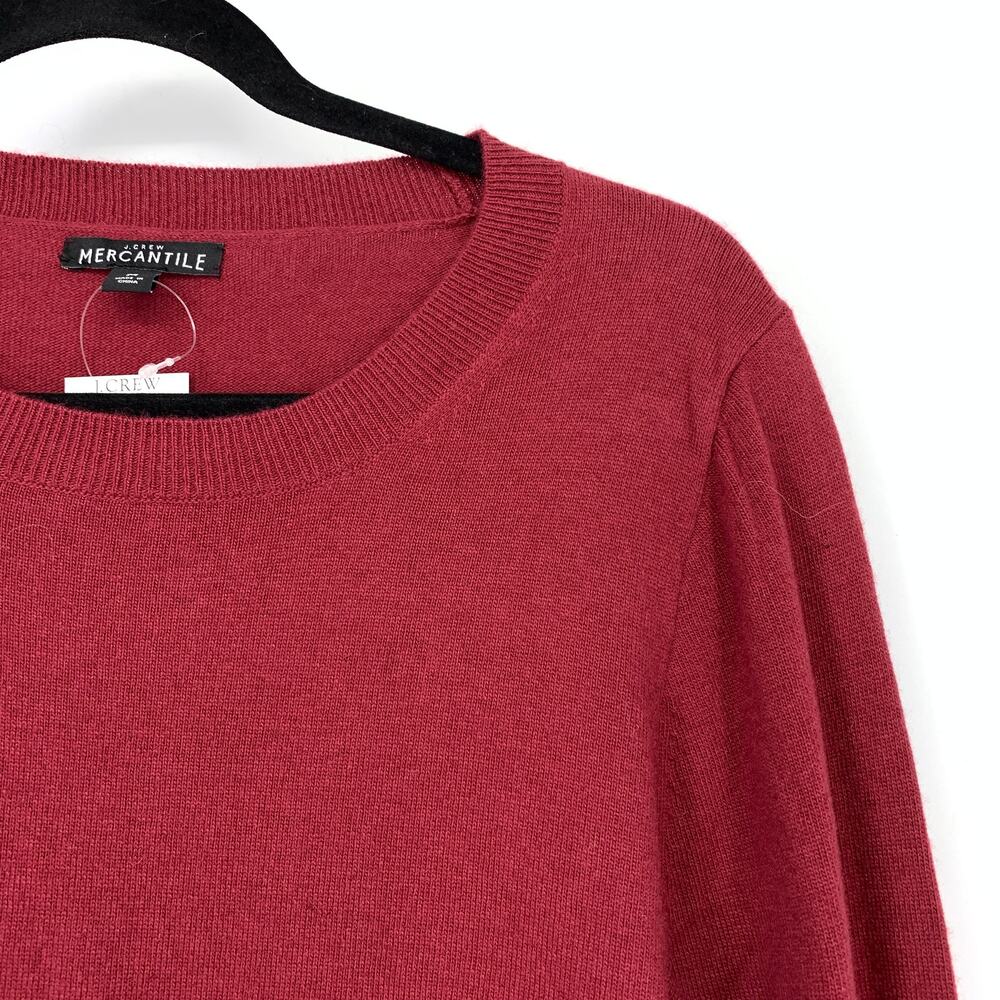 J.Crew Mercantile Cotton Wool Blend Teddie Pullover Sweater Womens Sz M Red NEW - Picture 3 of 6